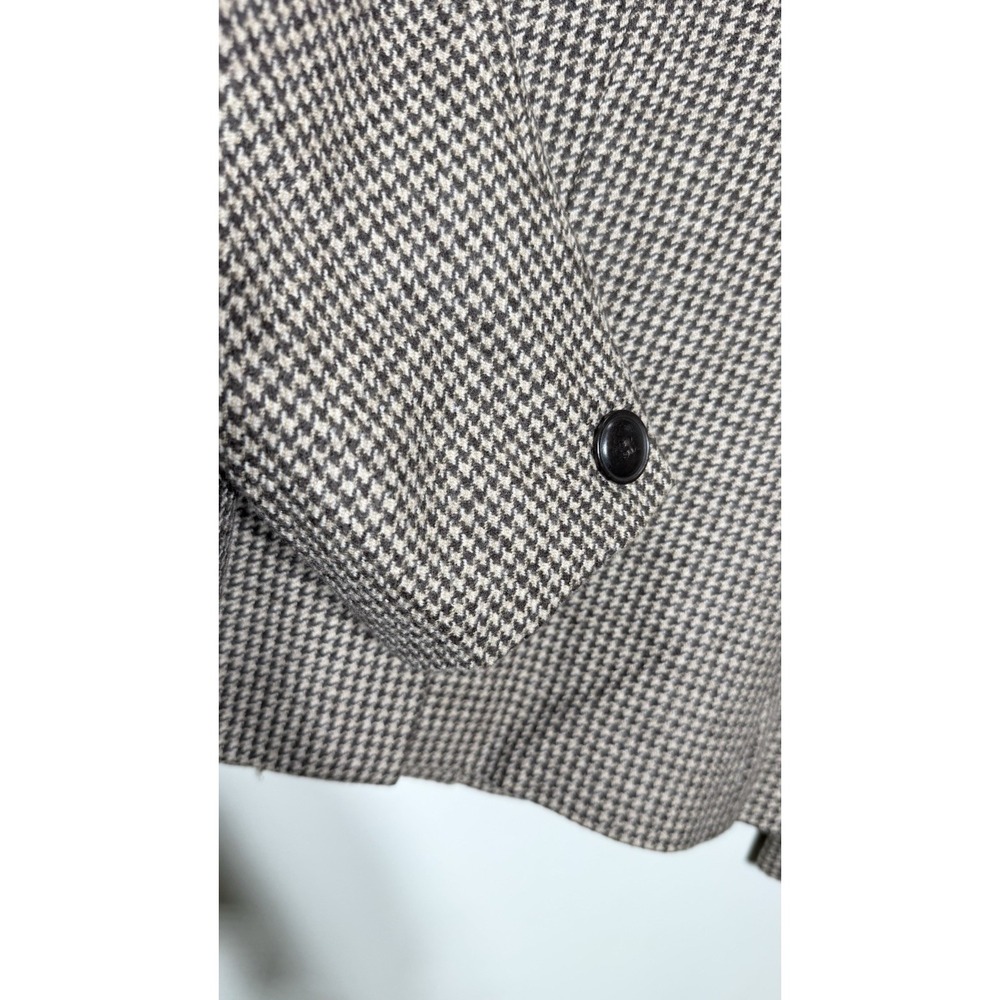 Talbots Petites 10 Wool Houndstooth Skirt Suit Set Blazer Jacket A-Line Brown - Picture 5 of 16